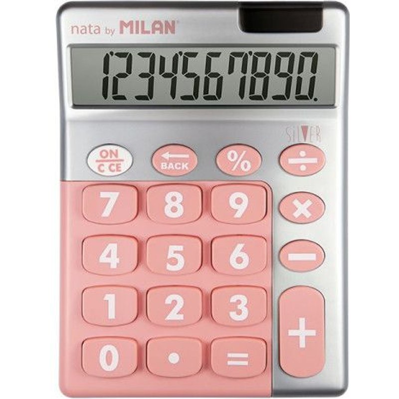 Calculatrice de bureau - 10 chiffres - Grand écran - Argent/Rose - Milan