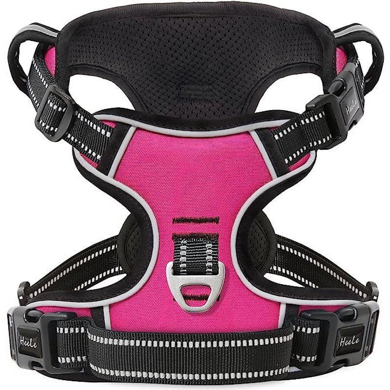 S, Harnais Chien, Harnais Anti Traction Réfléchissant Harnais Pour Petit Moyen Chien Avec Poignée Rembourrée, 1 Boucle Sur La Sangle Droite De Cou Rendent Facile À Mettre Et À Enlever, Fuchsia