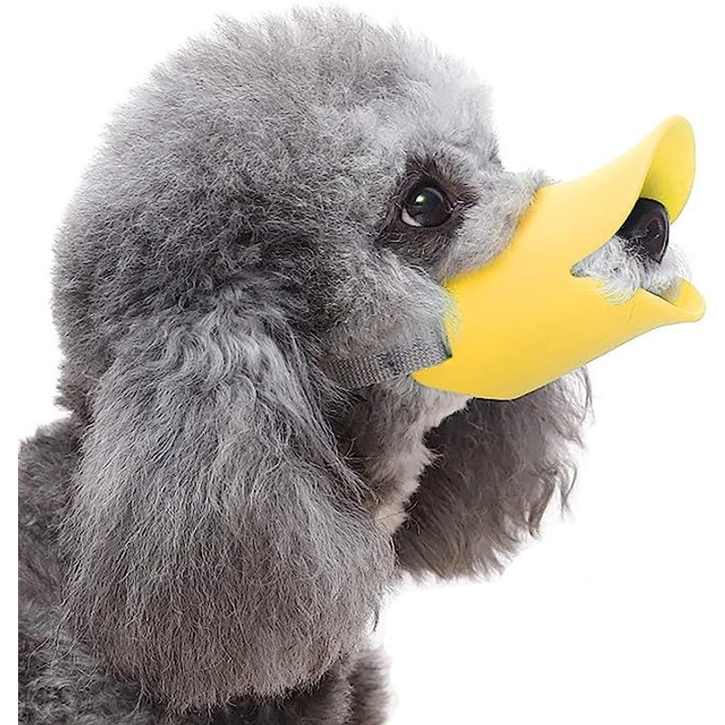 Masque Pour Chien En Silicone (L, Jaune), Masque Anti-Morsure, Anti-Aboiement Et Anti-Alimentation De Type Bec De Canard, Masque En Silicone Souple Pour Chien De Compagnie, Adapté Aux Petits Chiens