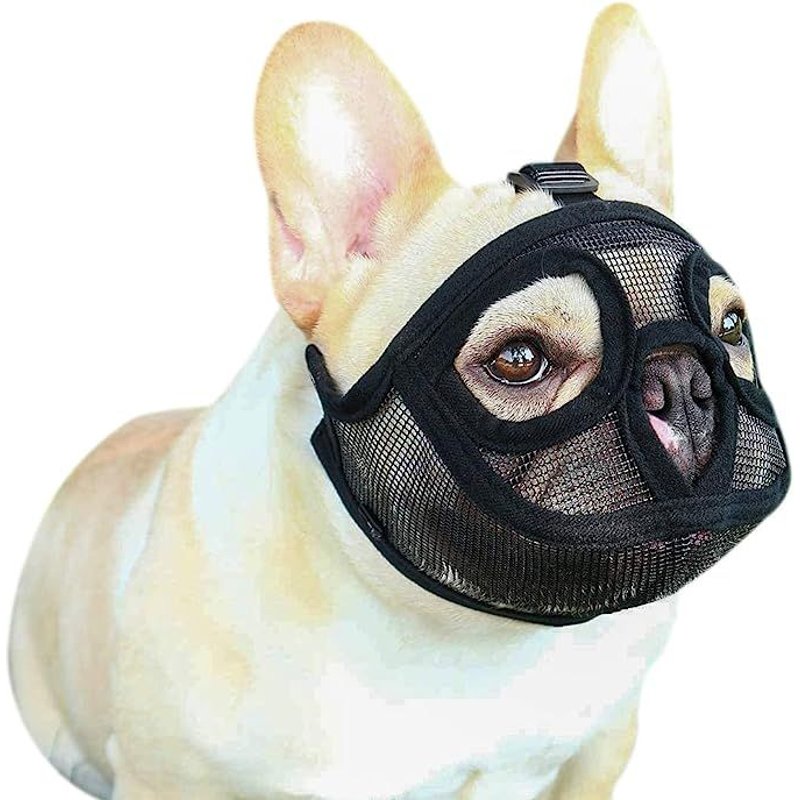 Masque Pour Les Yeux De Chat À Bouche Courte (Noir L), Maillage Ajustable Bulldog Mordant L'écorce De Formation De Masque De Bouche De Chien, Bouche De Bouledogue Anglais Et Français Pékin Shih Tzu