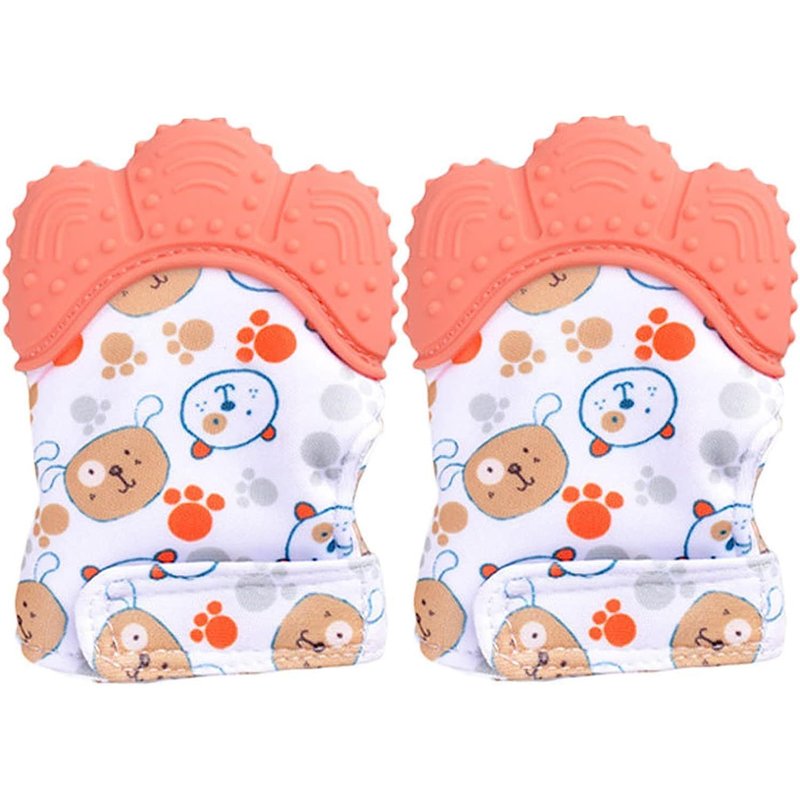 Lot de 2 (orange) mitaines de dentition pour bébé lavable et durable Gant de dentition pour bébé anti-rayures Gants de protection