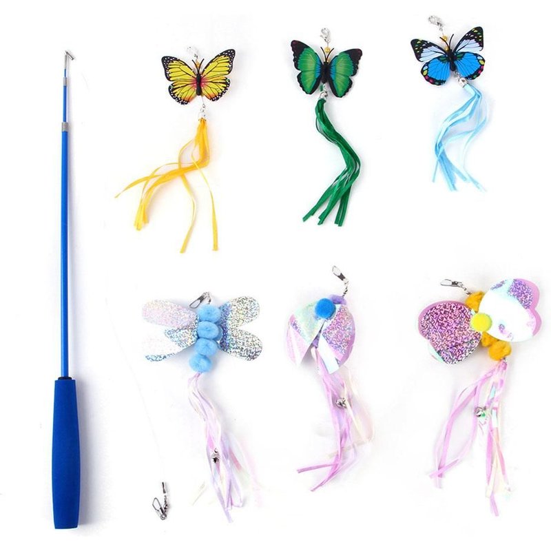 Jouets En Plumes De Papillons Et Libellules Pour Chats, Recharges De Jouets Interactifs Pour Chats
