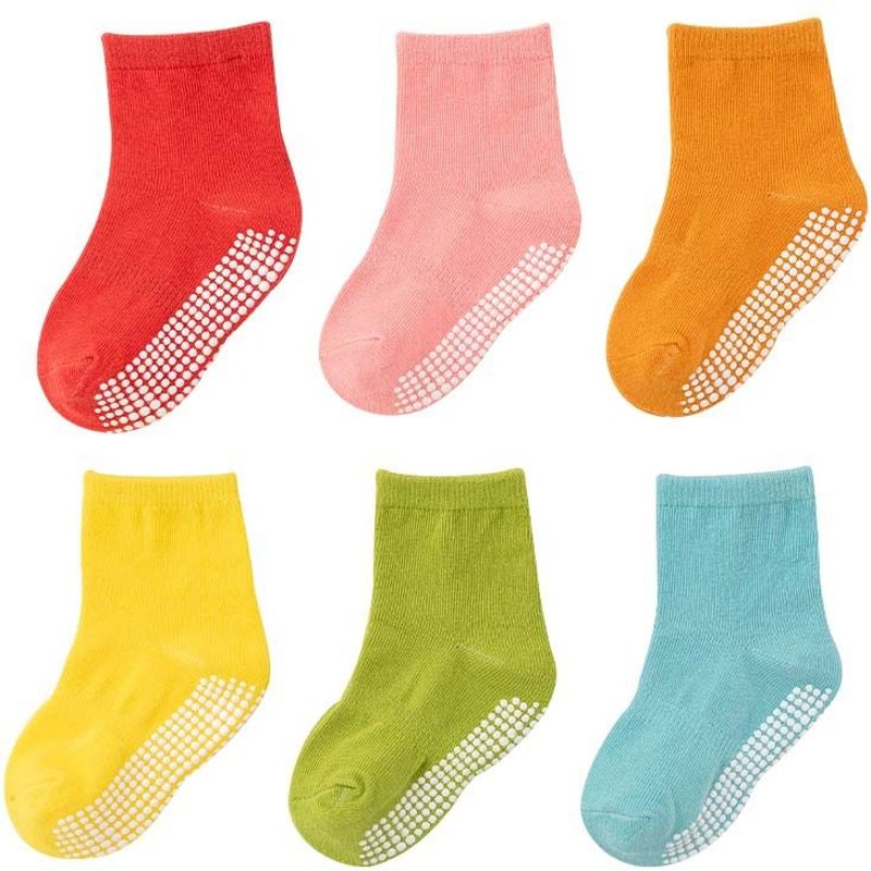 6pcs Chaussettes Antidérapantes Enfant 12-36 Mois - 6 Paires De Socquettes Pour Bébé, Enfants, Fille, Garçon, Nouveau-Nés - Filles