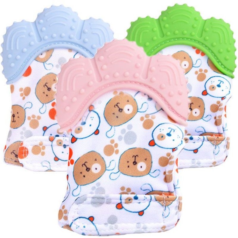 Lot de 3 mitaines de dentition BPA lavables et durables pour bébé Gants de dentition anti-rayures pour bébé Gants de protection