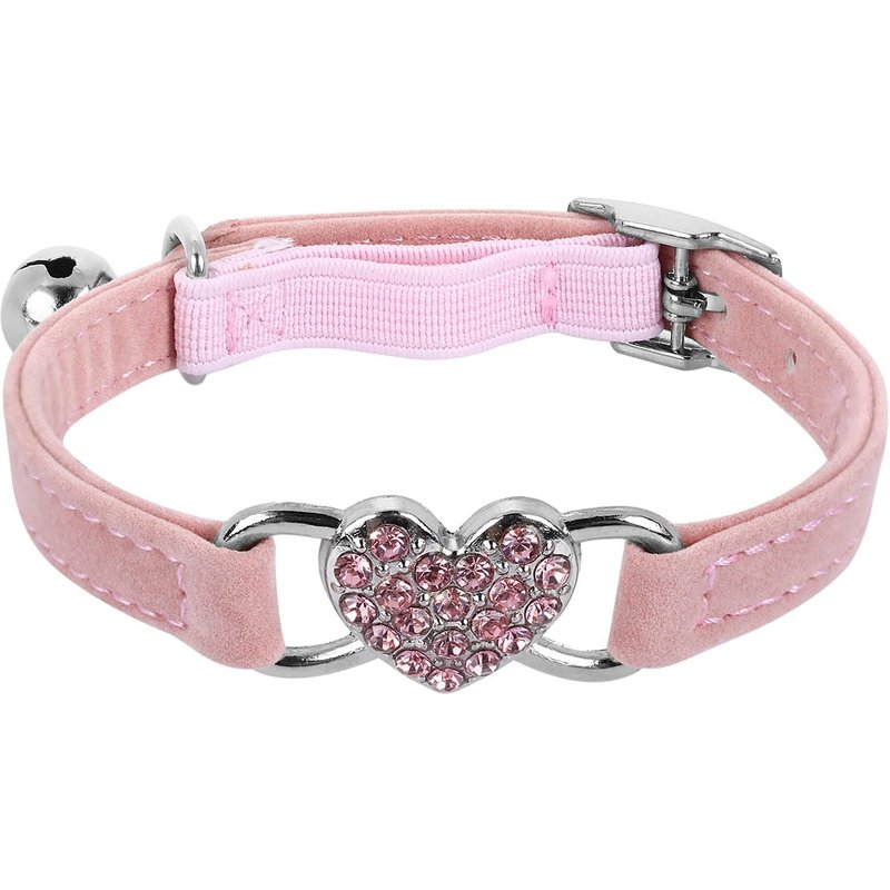 Rose-Collier Pour Chat En Forme De Coeur Avec Ceinture De Sécurité Et Clochette En Strass Pour Chaton Et Petit Chien