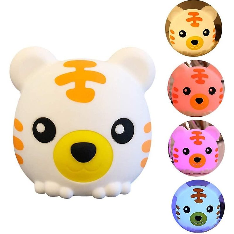 Veilleuse Led Pour Enfants, Nuit De Pépinière En Silicone Tigre Portable