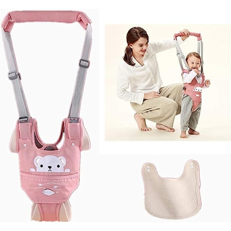 Harnais Bébé Marche, Ajustable Marche Harnais Enfants Avec Bavoir, Harnais De Marche Pour Bébé, Aide À La Marche Bébé Marche Des Tout-Petits 6-24 Mois(Petit Ours)
