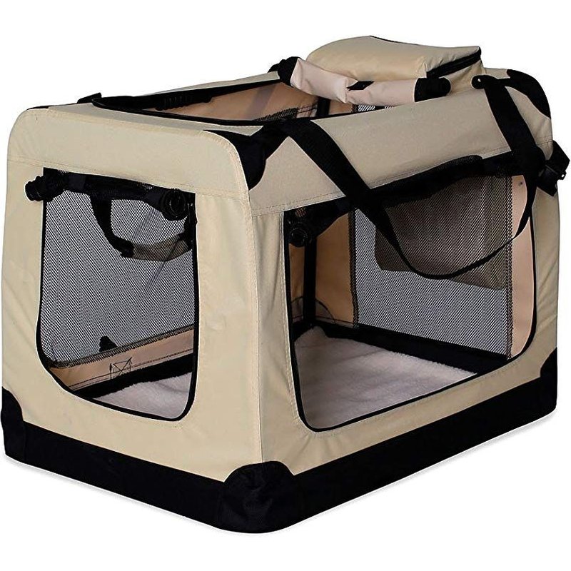Dibea Tb10040 Chien Pliable Transport Voiture Box Sacoche Pour Petits Animaux (Taille Et Couleur Au Choix), Beige