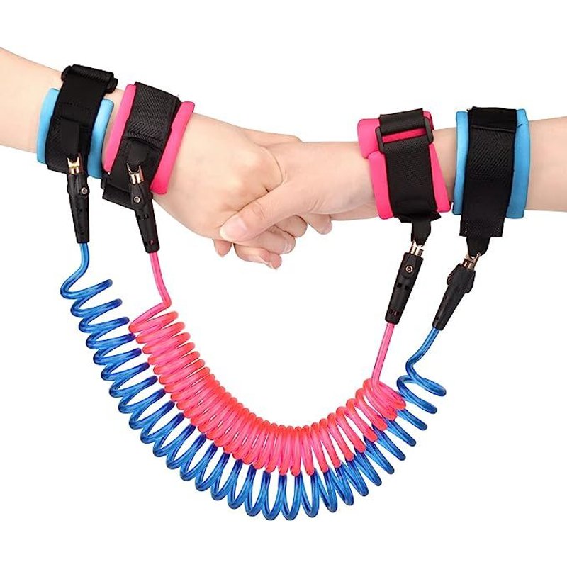 2.5m Anti-Perdu Poignet Pour Enfant, Laisse Enfant Poignet De 360 ° Rotation, Bracelet Anti-Perte Harnais Enfant Confortable Pour Bébé, Bleu+Rose