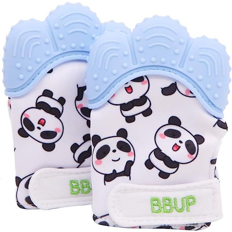 Paquet De 2 Gants De Dentition En Silicone De Qualité Alimentaire, Mitaine De Dentition Pour Bébés, Jouets De Dentition Pour Bébé? (Bleu)