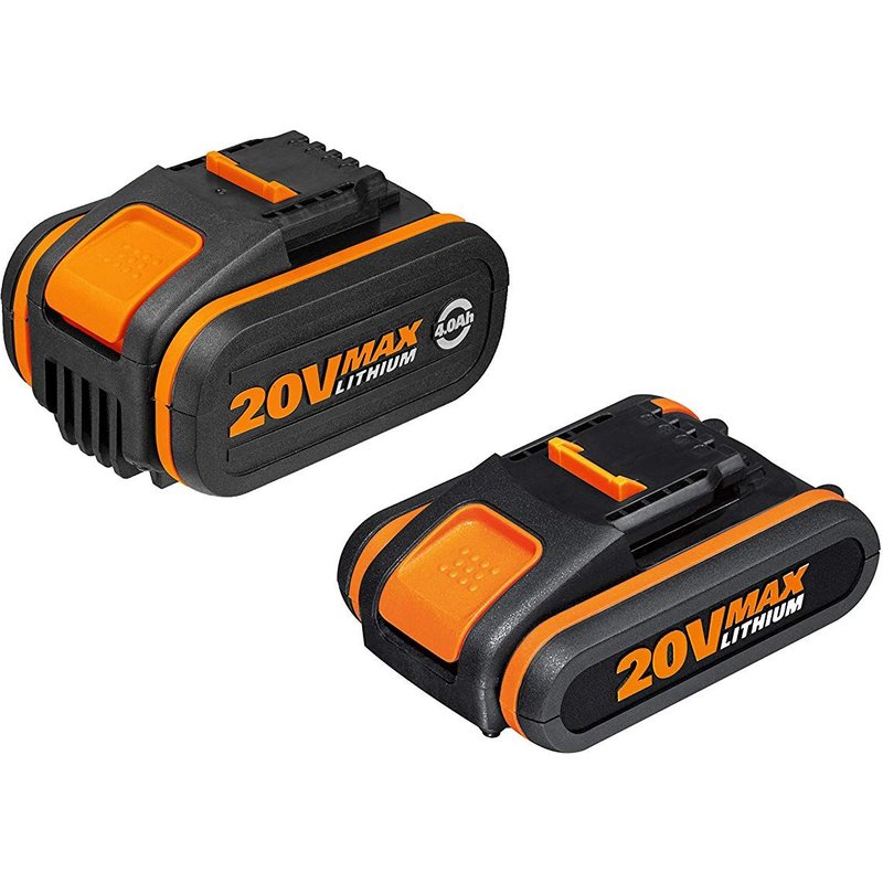 Worx Power Share 20 V Batterie Li-Ion Set 1 x 2000 mAh Batterie Plus 1 x 4000 mAh Batterie rechargeable, 1 pièce, wa3605