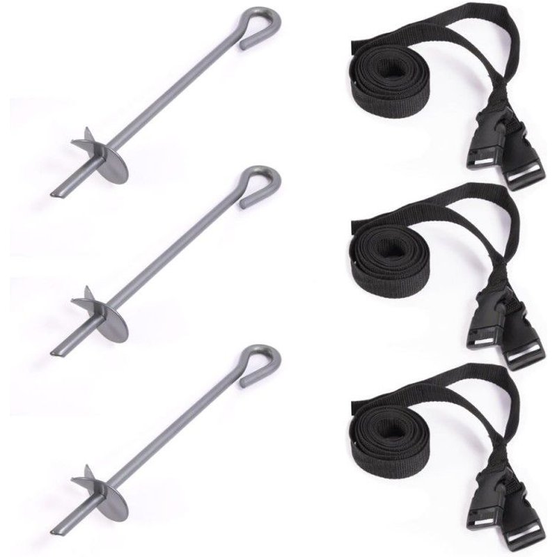 Kit De Fixation Trampoline 3pcs - Ancrage - Kit Universel Pour Toutes Les Marques De Trampolines - Gris