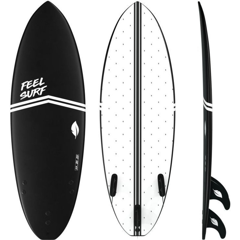 Planche De Surf En Mousse 5'4 Feel Surf - 5'4 X 20" X 2" 1/2 - 31,5l - Noir