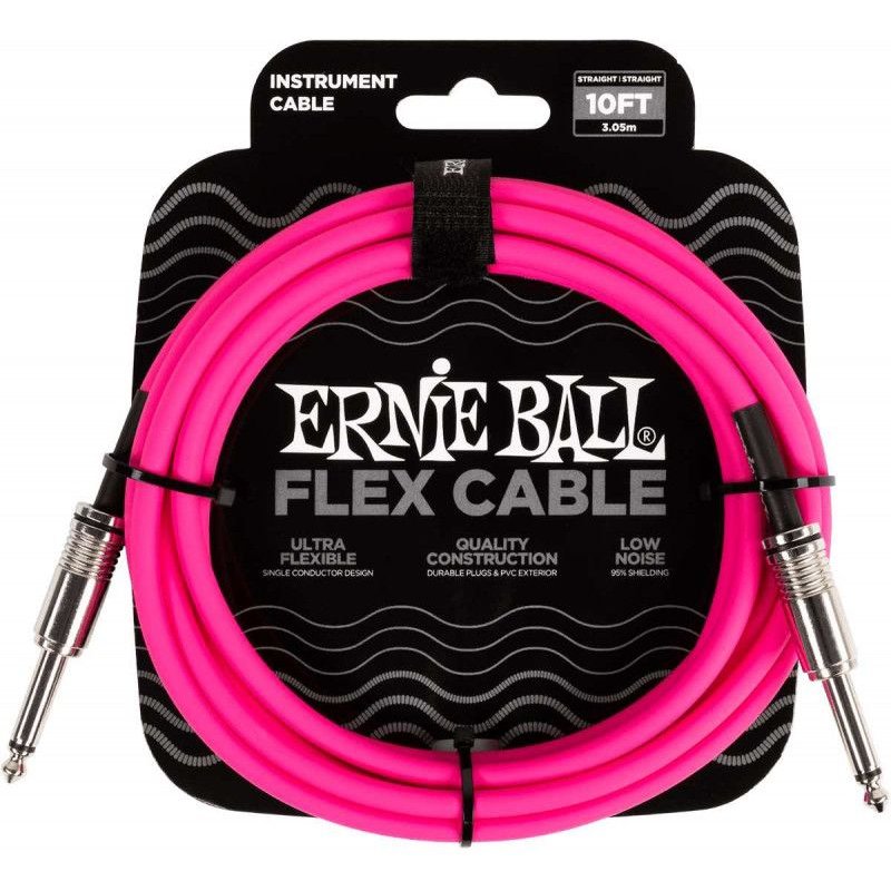 Ernie Ball 6413 - Câble jack-jack série flex 3m - Rose