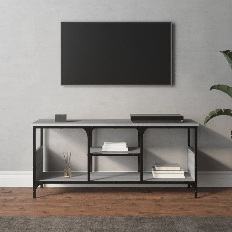Vidaxl Meuble Tv Sonoma Gris 100x35x45 Cm Bois D'ingénierie Et Fer