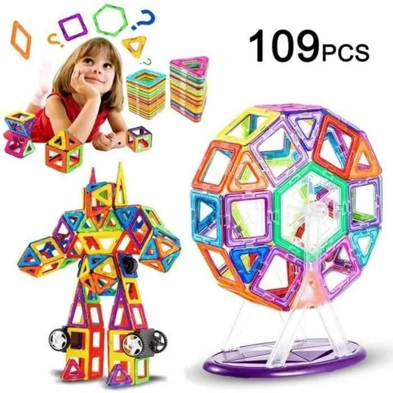 Blocs De Construction Magnétique - Amoune - 109pcs - Jouet Créatif Ducatif