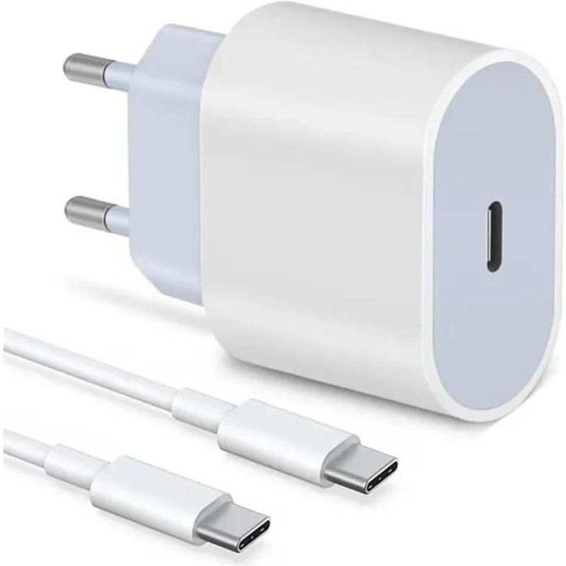 Chargeur Rapide 20w Avec Câble Usb Type-C, Charge Rapide Pd, Compatible Avec Smartphones Type-C, Pour Samsung, Huawei, Iphone, Etc