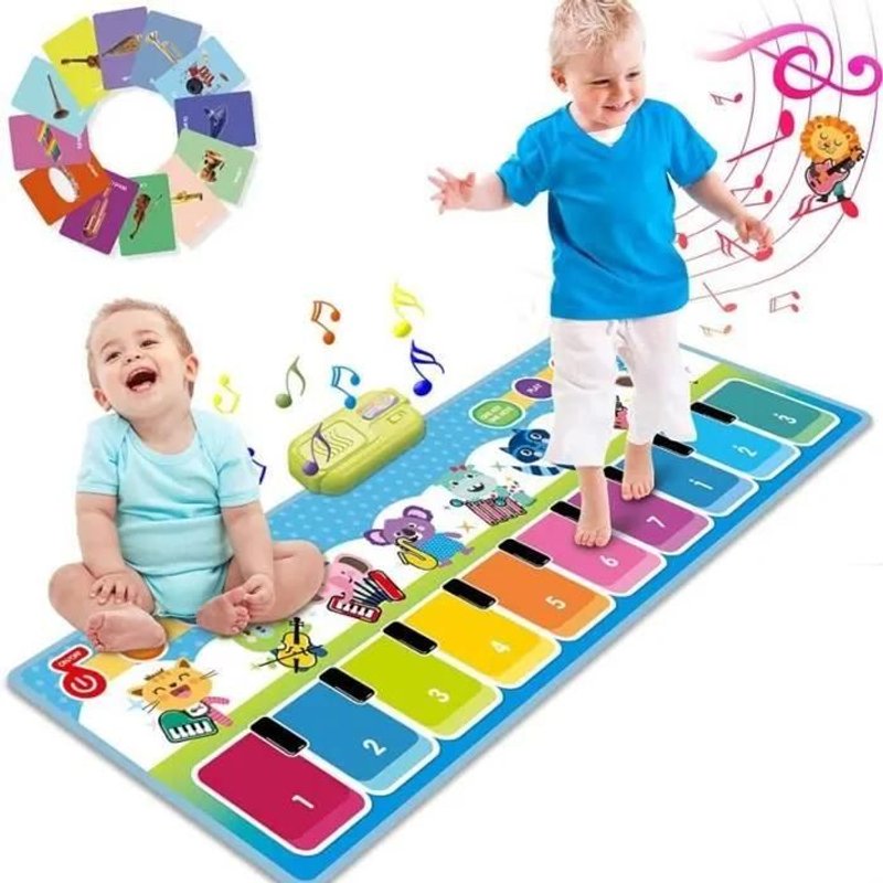 Tapis Piano Musical Haopyou - Plus De 90 Sonorités - Jouet Musical Pour Bébés Et Enfants - Bleu