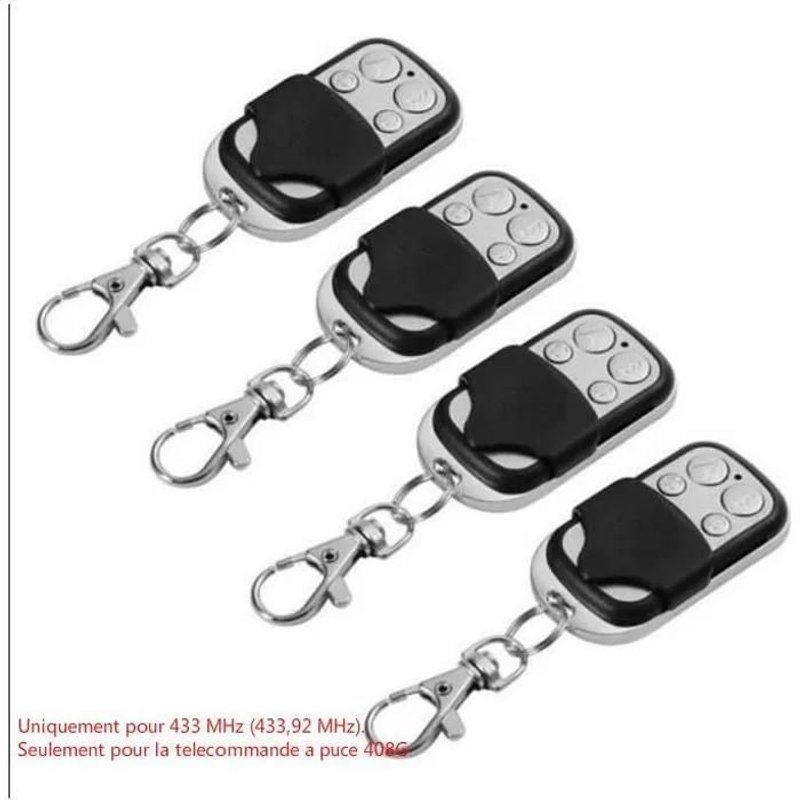 4x Télécommande Universelle Portail Garage Alarme (433mhz 408G)