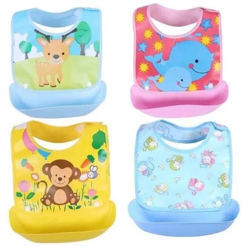 Bavoirs Silicone Imperméable Bébé - Haopyou - Lot De 4 - Blanc - Silicone