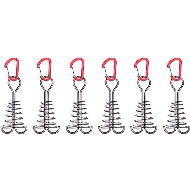 Boucle De Fixation De Corde À Vent Octopus 6 Pièces (Rouge), Clou D'ancrage De Pont, Pile De Tente En Aluminium Avec Boucle À Ressort, Pile D'armure D'ancre De Parasol Et Planche De Terrasse En Bois E