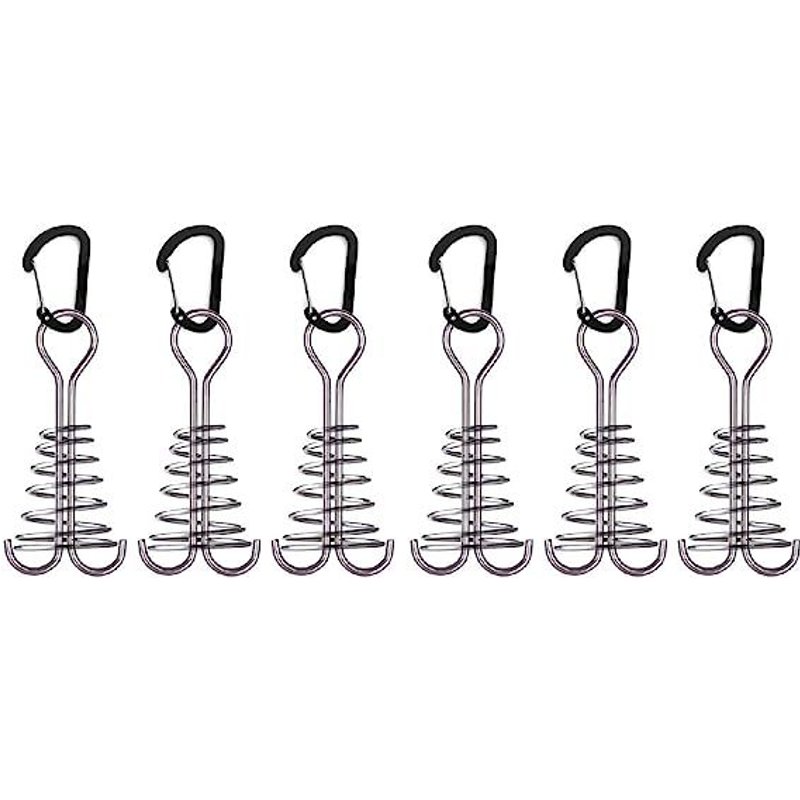 Boucle De Fixation De Corde À Vent Octopus 6 Pièces (Noire), Clou D'ancrage De Pont, Pieu De Tente En Aluminium Avec Boucle À Ressort, Pieu De Clou D'ancrage De Parasol Et Planche De Terrasse Extérieu