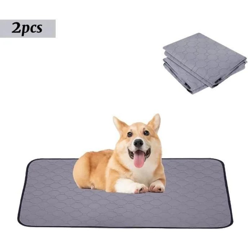 2pcs Tapis Educateur Pour Chien Chiots 70x50cm Lavable Réutilisable Hygiénique Dentraînement Pour Apprentissage De La Propreté Gri