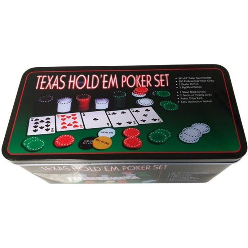 Coffret Boite Métal De Poker 200 Jeton, Tapis Et Jeu De Carte