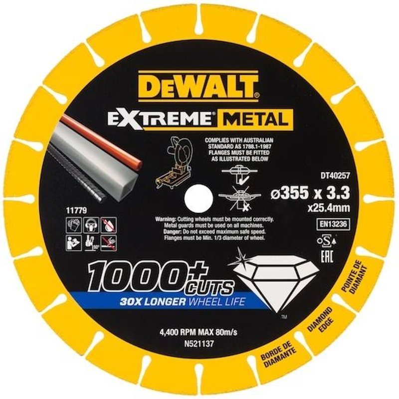 Disque Extreme Métal 355 x 25.4 x 3.3 mm DEWALT - DT40257-QZ