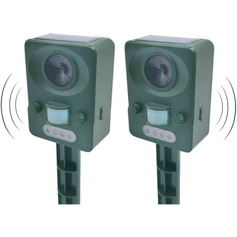 2x Répulsif Chat, Ultrasons Et Led, Eloigner Les Chats, Les Chiens Et Les Renard Pour Jardins Et Champs, Avec Détecteur De Mouvement, Chargement D'énergie Solaire Et Du Câble Usb