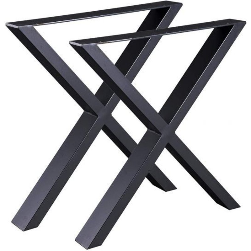 Bc-Elec - Hmlt-4 Jeu De 2 Pieds De Table En Acier Format X Noir, Pieds Pour Meubles, Pieds De Table Métal 60x72cm