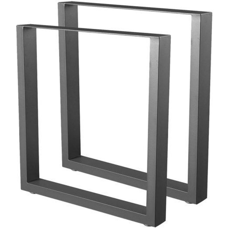 Bc-Elec - Hm7072-B Jeu De 2 Pieds De Table En Acier Format Rectangulaire Noir, Pieds Pour Meubles, Pieds De Table Métal 70x72cm