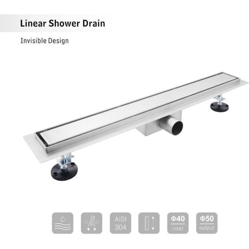 Bc-elec - 02S-90 Caniveau de douche 90cm en inox, sterfput de douche, réversible, hauteur ajustable 98-142mm