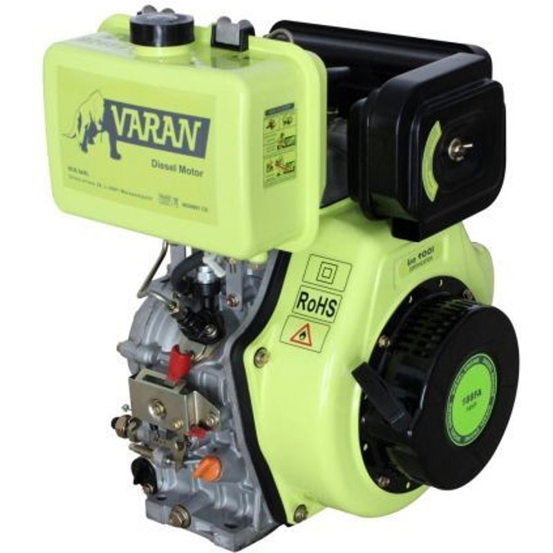 Varan Motors - 92684 Moteur Diesel 14CV 456cc + Démarrage Electrique, sortie conique FG3