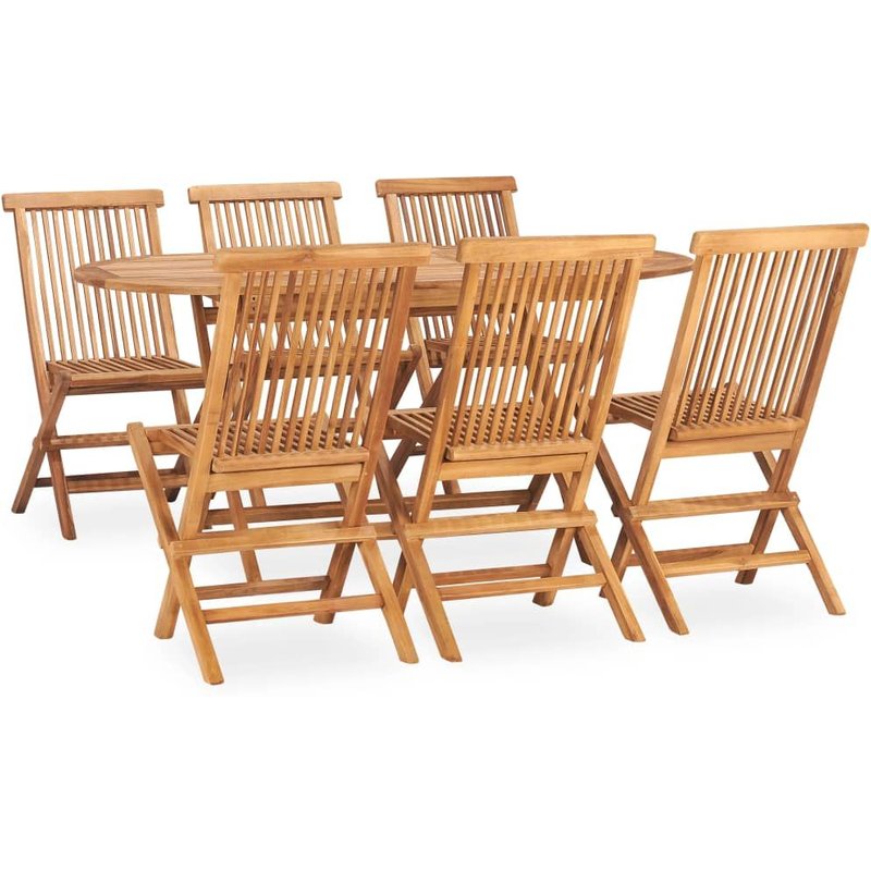 Vidaxl Mobilier À Dîner D'extérieur Pliable 7 Pcs Bois Solide De Teck