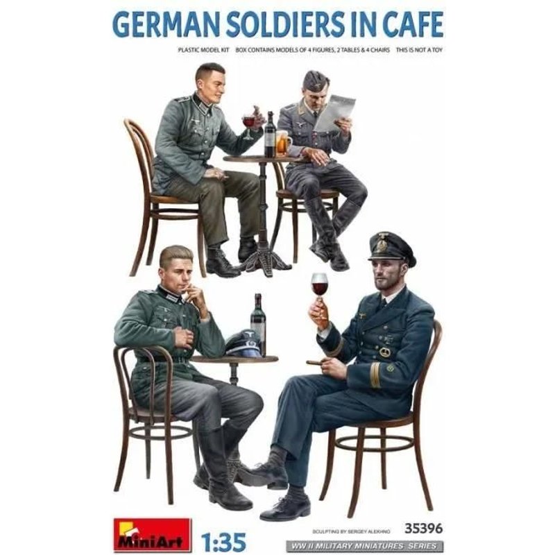 Miniart - German Soldiers In Cafemaquette Figurine German Soldiers In Cafe Miniart 35396 1:35 Figurine Miniature