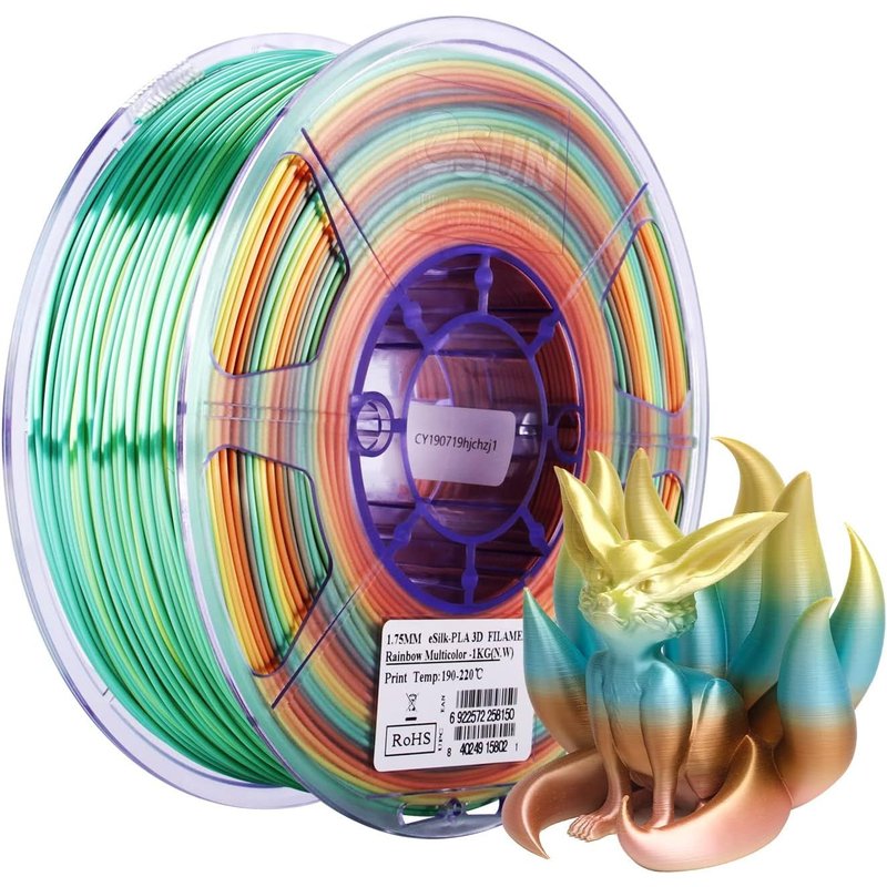 PLA Métal Arc-en-ciel Soie Filament 1.75mm, Soyeux Multicolore PLA, Précision Dimensionnelle +/- 0.05mm, 1KG Bobine Filament pour Imprimante 3D