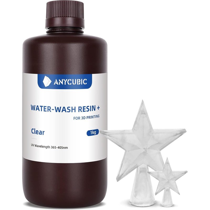 Résine Lavable à l'eau + pour Imprimante 3D Résine LCD à UV 405 nm, Haute Précision et Faible Odeur, Résine Wash Water, Résine Photopolymère Standard pour l'Impression 3D Clair 1000g