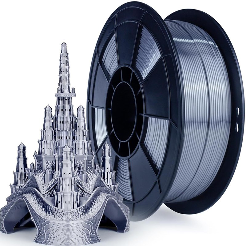 Filament de imprimante 3D PLA Soie Series 1.75mm 1KG (2.2lbs),précision dimensionnelle +/- 0,03 mm,Gris Argent