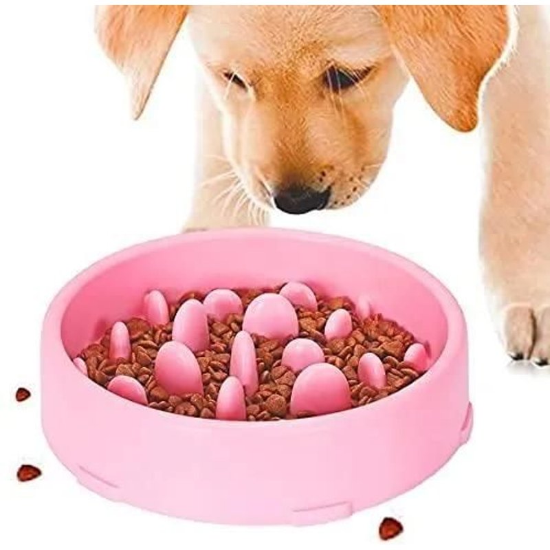 Gamelle Anti Glouton Chiens,Alimentation Lente, Bol DAlimentation Interactif Intéressant Pour Chats Et Chiens (Rose)