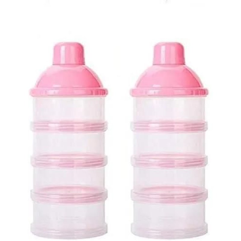 2 Pcs Boîtes De Stockage De Lait En Poudre À Quatre Couches, Boîte De Lait En Poudre Amovible Pour Bébé, Voyage En Plein Air(Rose)