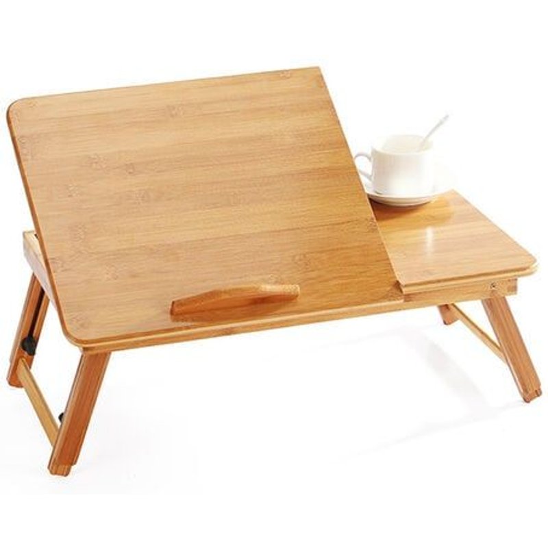 Table De Lit Pour Ordinateur Portable En Bambou, Plateau D'ordinateur À Plateau Inclinable Pour Ordinateur Portable Avec Pieds Pliants Pour Canapé Lit