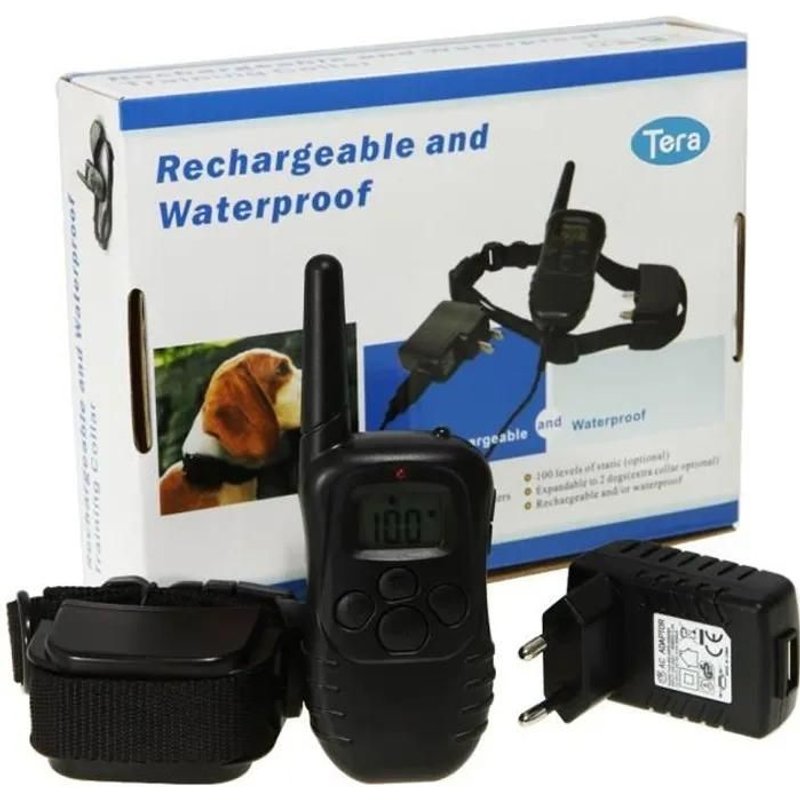 Tera Collier De Dressage Électrique Rechargeable Étanche Télécommandé Sans Fil À Portée De 300 Mètres Pour Entraîner Chien