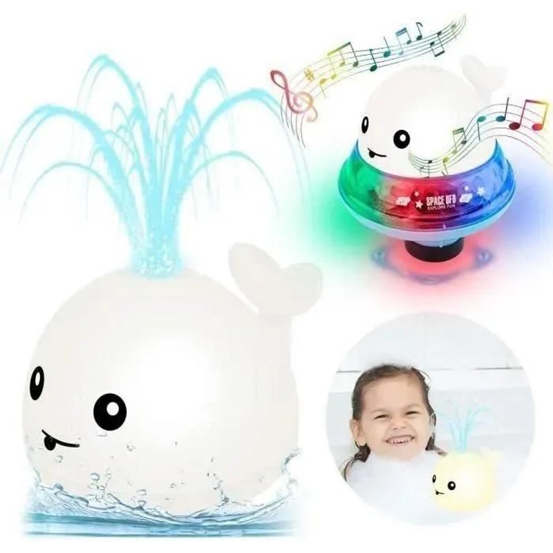 Jouets De Bain De Bébé,2 En 1 Jouets De Bain Baleine Lectrique Induction Arroseur Pulvérisateur Deau Jouet Avec Led Lumière