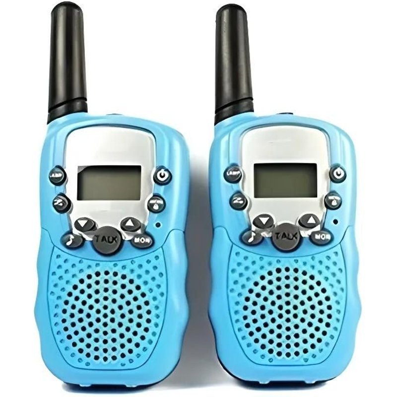 2 Pcs Talkie-Walkie Enfant Jouet PMR Système 2-Way Radio Walky Talky Distance 1 Km avec LED Torche Function (Bleu)