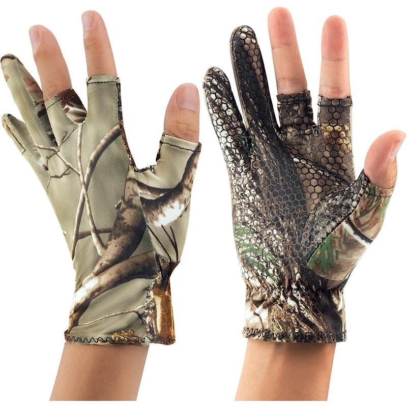 1 Paire Gants De PĂȘche(Camouflage Motif AlĂ©atoire), AntidĂ©rapant Camouflage Gants De Chasse, Gants Pour PĂȘche, Chasse, Camping, RandonnĂ©e, Photographie