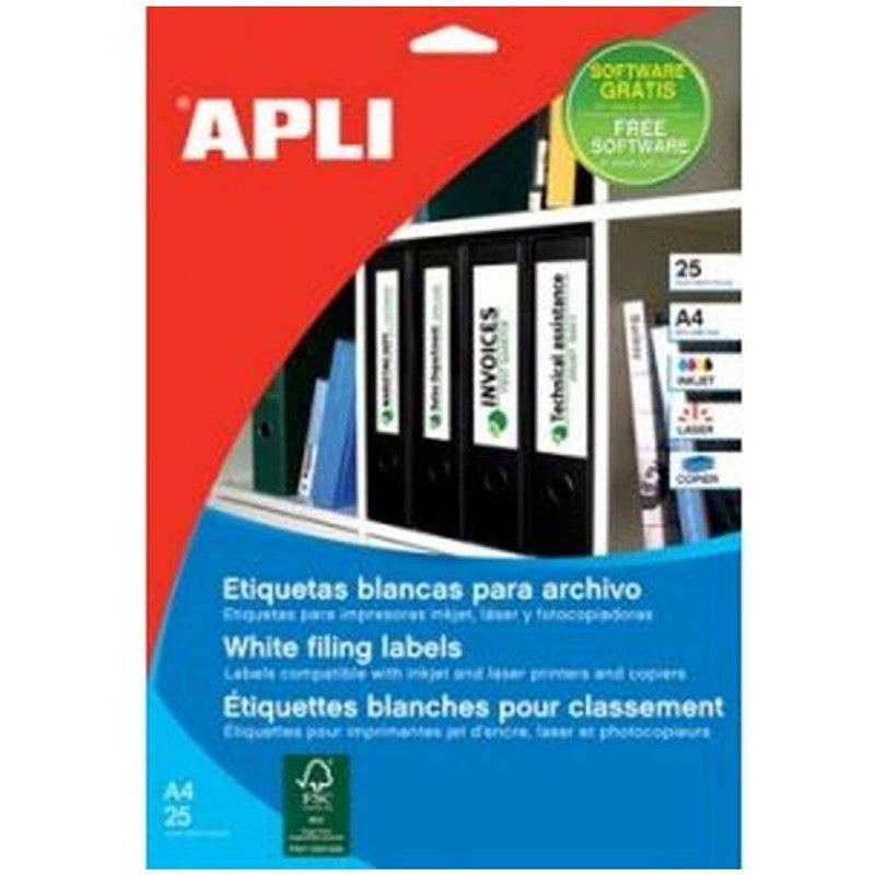 Apli Paper - Blanc - 61 X 190 Mm 100 Unités (25 Feuille(S) X 4 Étiquettes