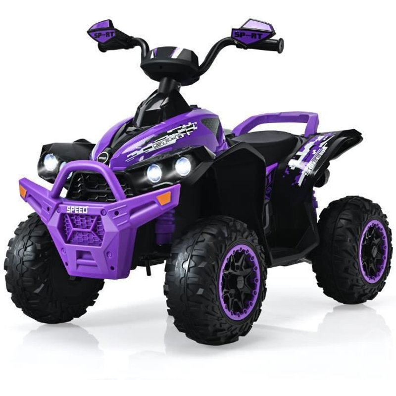 Quad Electrique Pour Enfants 12v7ah - Costway - Violet - 3-4 Km/H - 35kg
