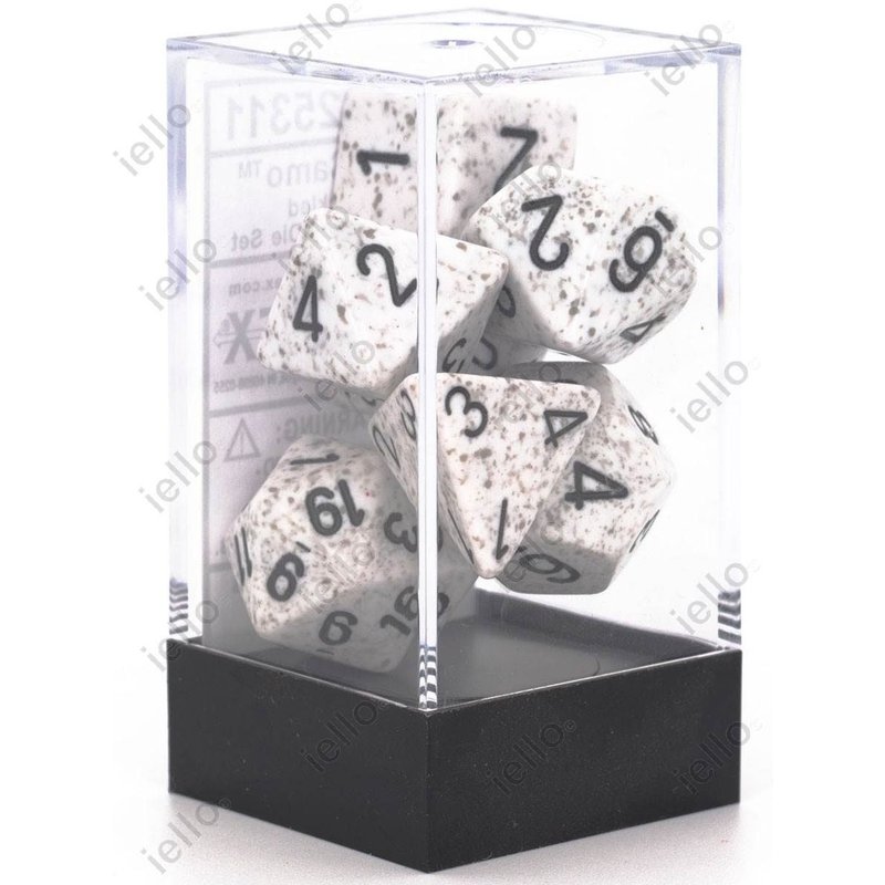 Iello Chessex - Set De 7 Dés - Granite - Arctic Blanc/Gris