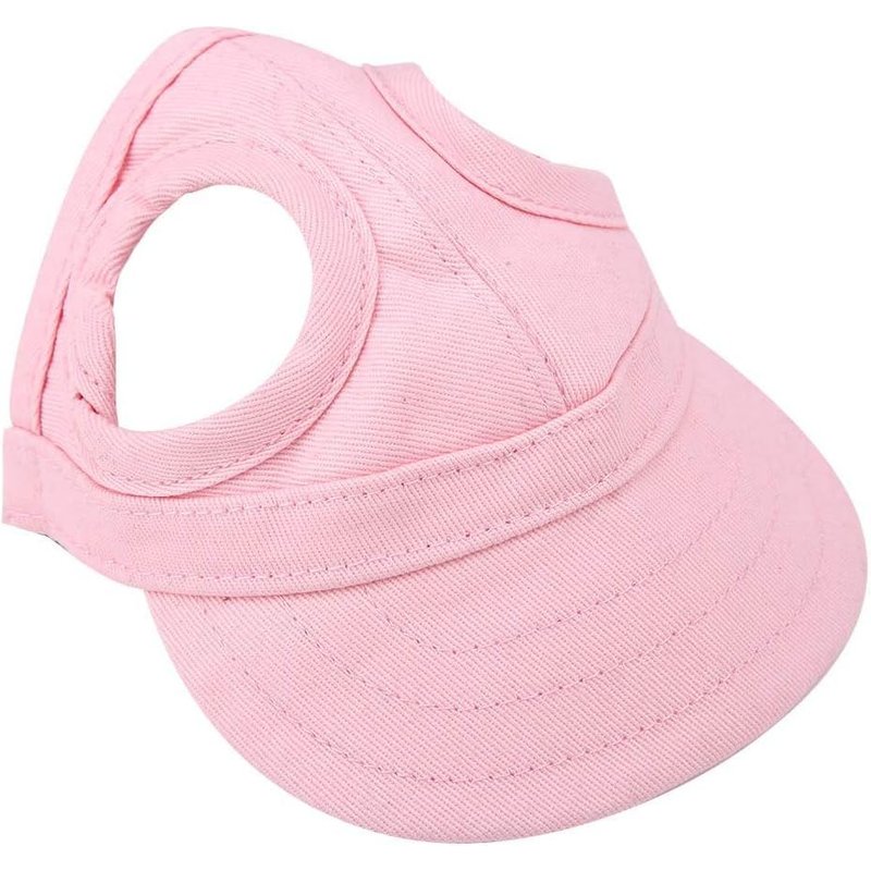 (S-Rose)Chien Chapeau De Sport Chat Casquette De Baseball Pour Animaux De Compagnie Extérieur De Sunbonnet À La Mode Chapeau De Soleil Réglable Rayure D'été Voyage Chapeau Avec Oreille Trous